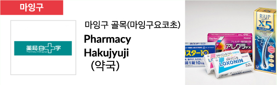 마잉구 골목(마잉구요코초) Pharmacy Hakujyuji (약국)